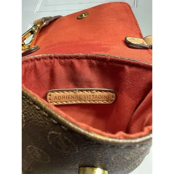 Adrienne Vittadini Crossbody Brown Phone Holder Wallet Card ID Slot - Picture 4 of 6